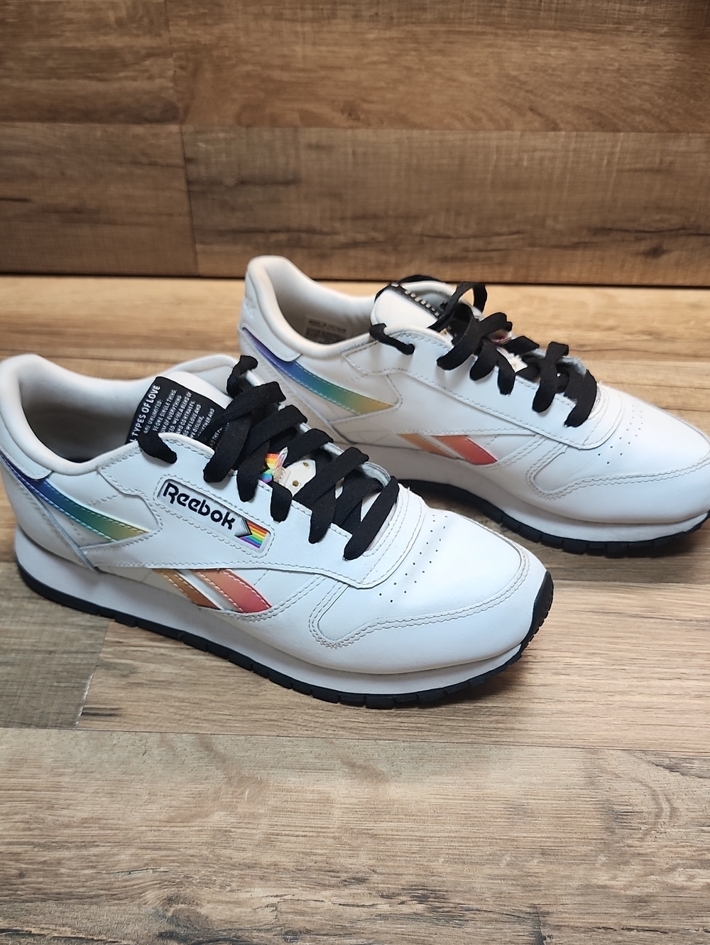 Reebok Classic White Pride Sneakers Men's Size 4.5